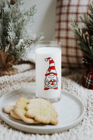 Glass with Gnome holding a Candy Cane