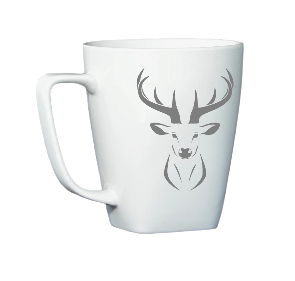 White mug with Deer