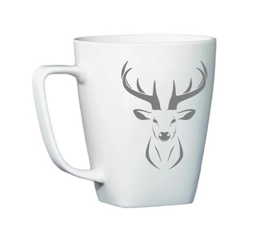 White mug with Deer