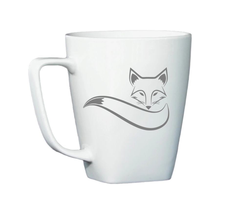 White mug with Fox
