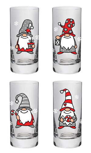 Glass with Gnome holding a Candy Cane