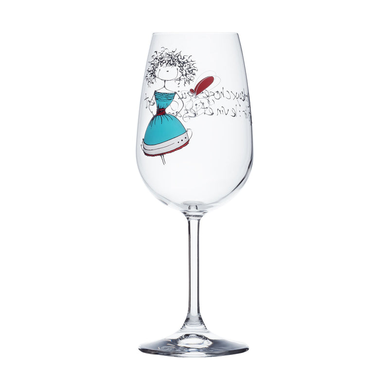 Wine Glass - Girl with turquoise dress