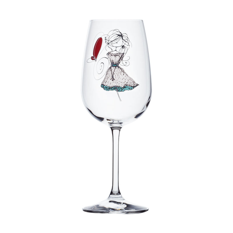 Wine Glass - Girl with white dress