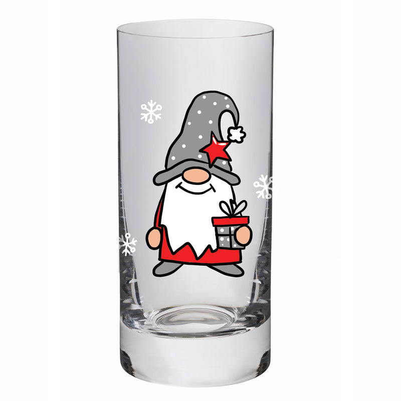 Glass with Gnome holding a Gift